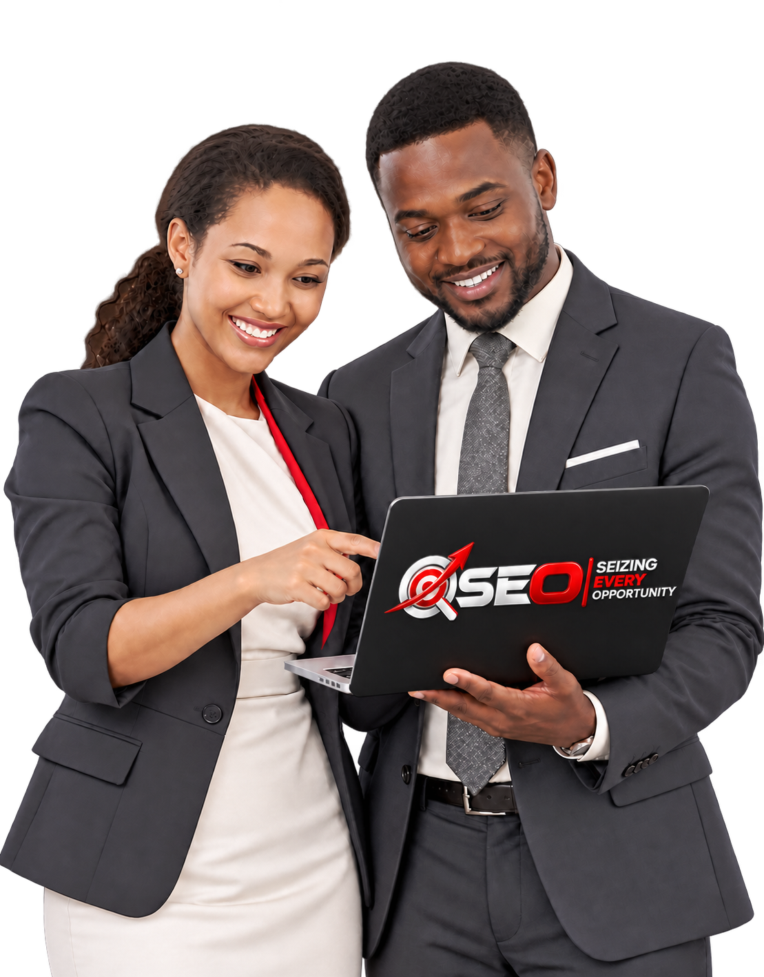Matte black laptop lid with SEO logo